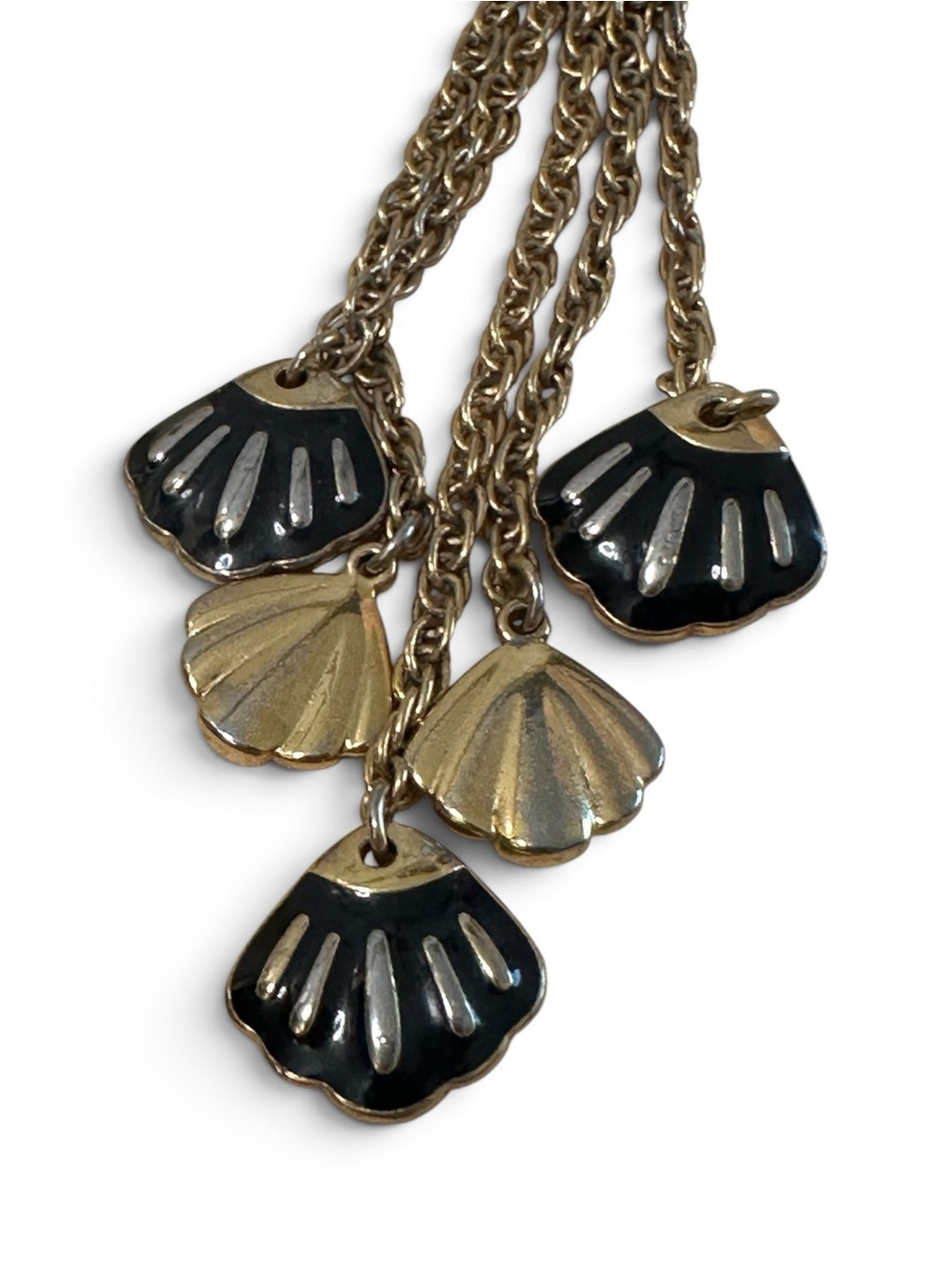 Vintage Givenchy Enamel Shell Tassel Necklace